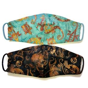 Batik Handmade Face Masks Bundle-2 Black + Teal